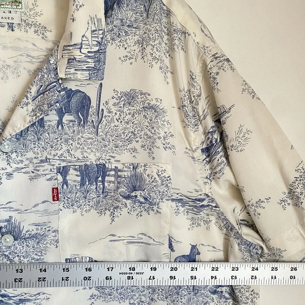 Levi's Strauss Relaxed Shirt Men XL Short Sleeve Country Western Lyocell